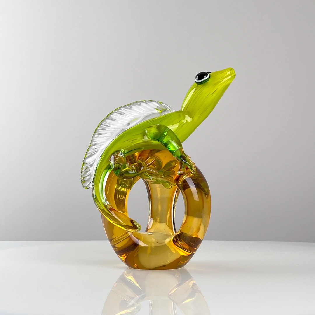 巴比特美学【蜥蜴】意式极简现代轻奢动物纯手工水晶琉璃艺术摆件