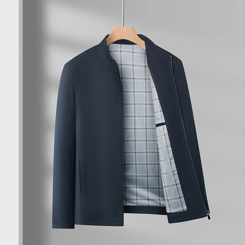 春季休闲上衣时尚百搭立领夹克爸爸装透气舒适春季中年商务外套