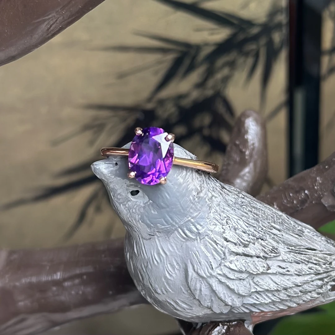 【609】天然三克拉紫水晶戒指