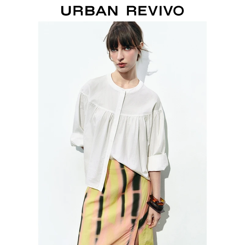 UR2025秋季新款女装优雅气质超宽松长袖开襟衬衫UWM250084+