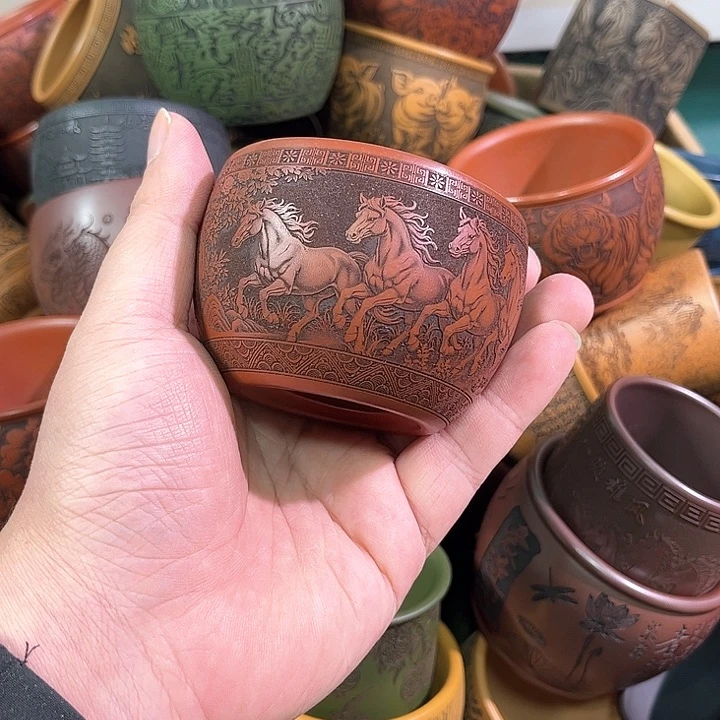 茶杯紫砂1**长全手工紫砂主人杯