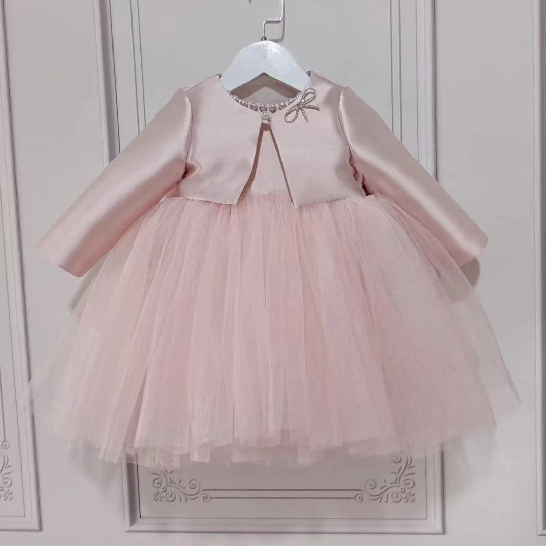 四季款女童公主裙女宝周岁礼服生日裙花童两件套连衣裙网纱蓬蓬裙