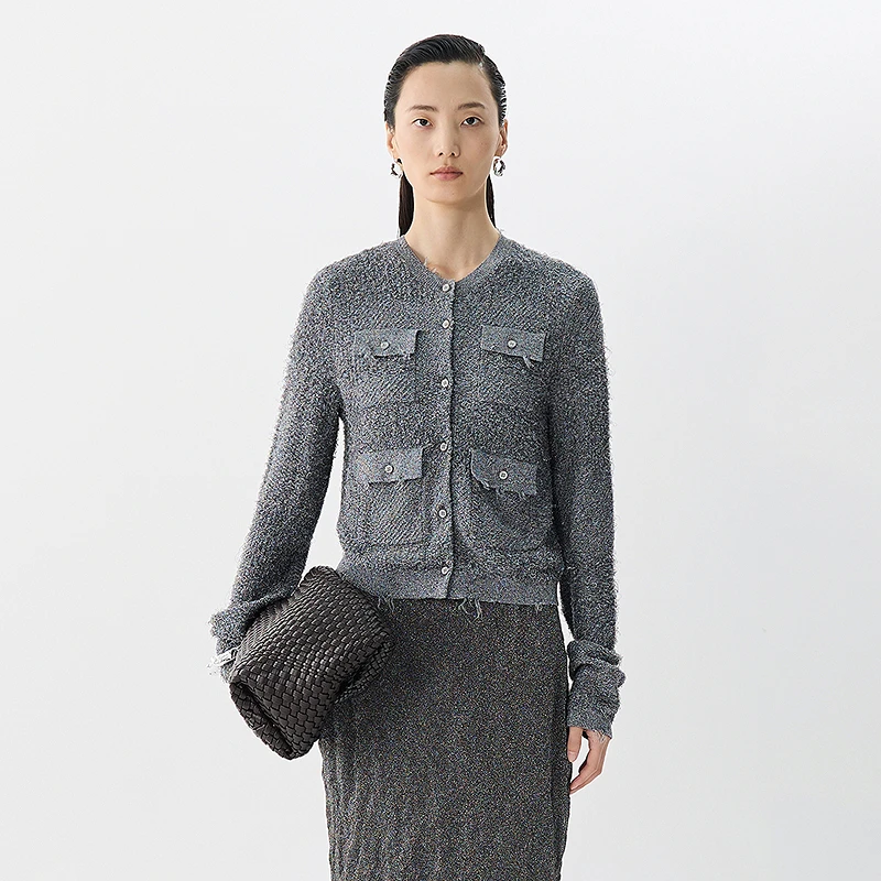 JNBY/江南布衣春夏花纱复古针织开衫女圆领长袖休闲通勤5P2314490