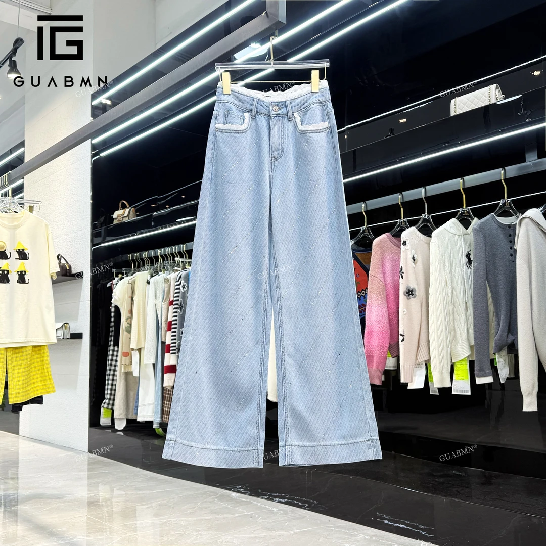 GUABMN2025夏季新款显瘦百搭高腰直筒阔腿牛仔裤3999