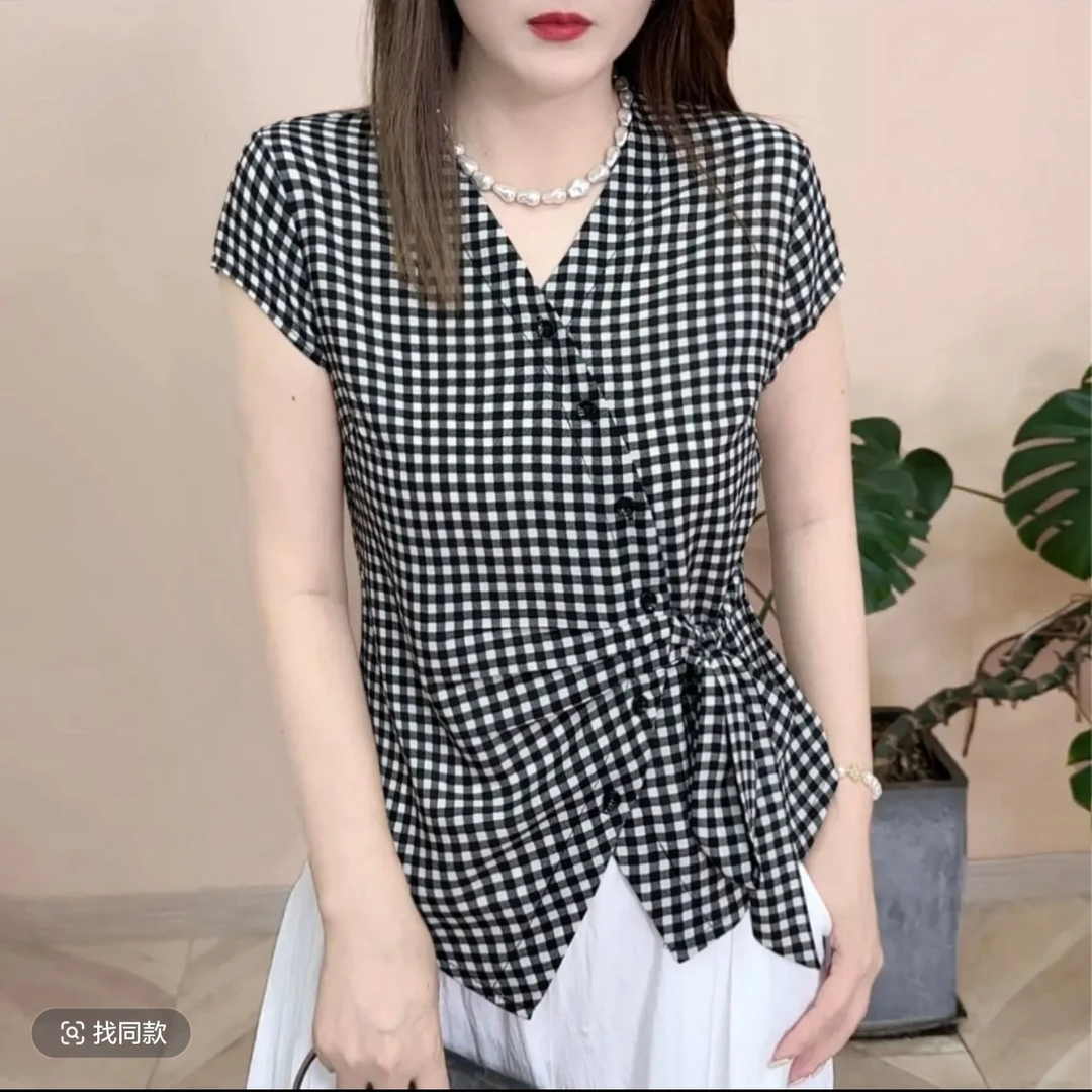 2025夏季新品薄款时尚百搭修身显瘦气质减龄设计感女士衬衫8081