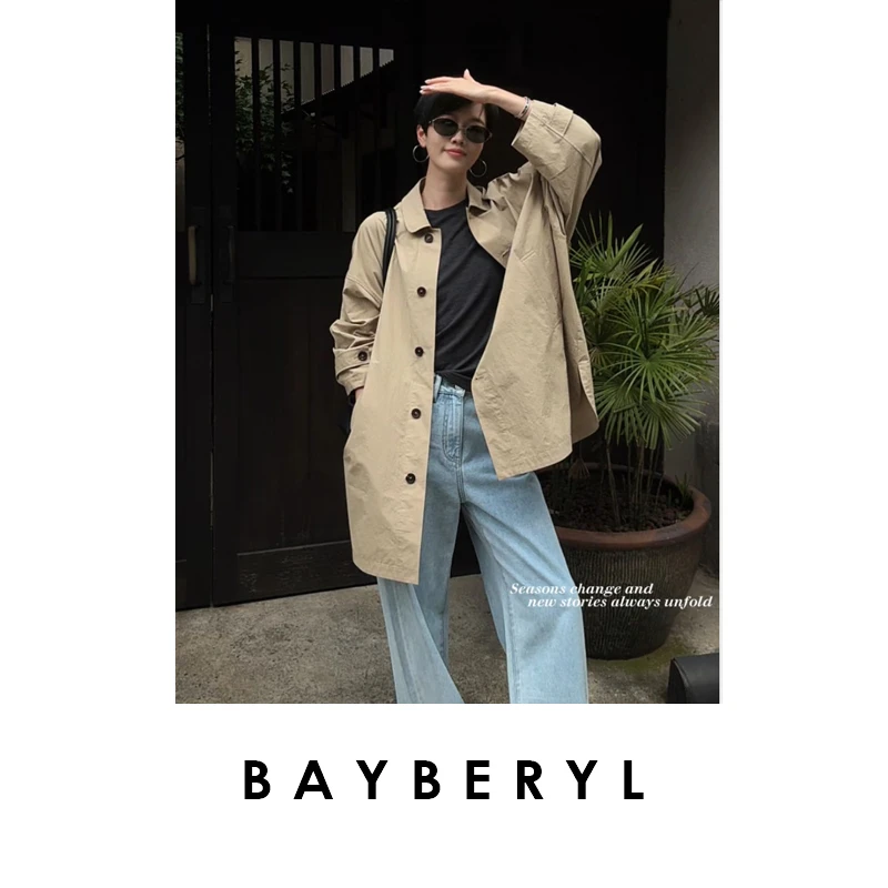 CC12-BAYBERYL老贝娃娃领廓形单排扣简约时尚25秋风衣FY5F0512-
