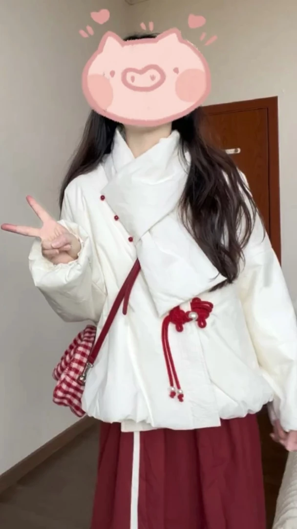 冬季套装女2024新款过年战袍新中式盘扣棉服外套女半身裙两件套装