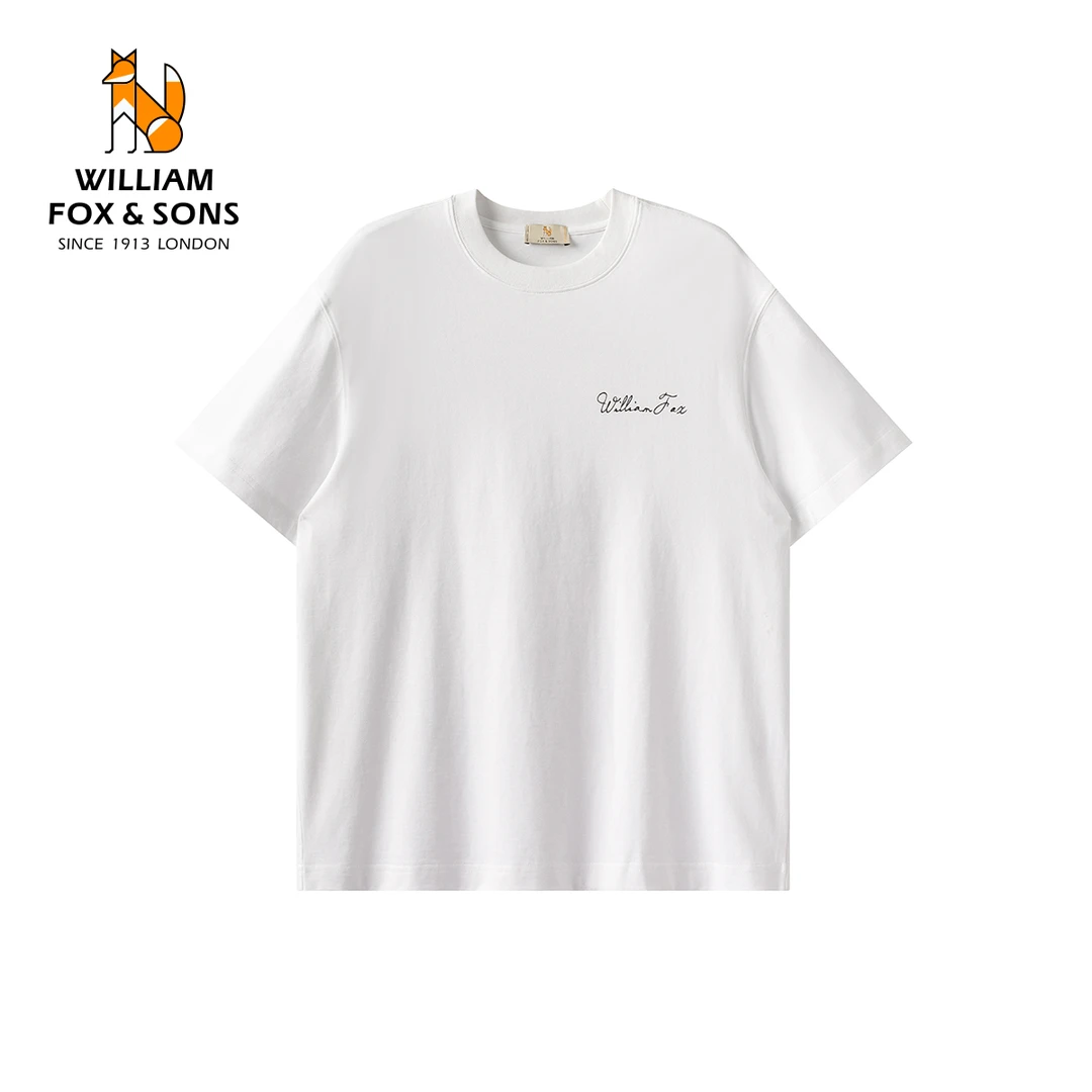 100%长绒棉纤维32S双股针织手绘铃兰花草体LOGO宽松休闲短袖T恤