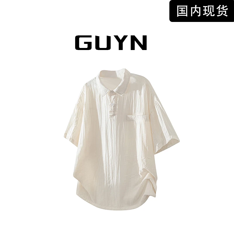 【品牌现货】GUYN夏季冰丝短袖polo衫男款速干透气凉感潮牌休闲衬衣