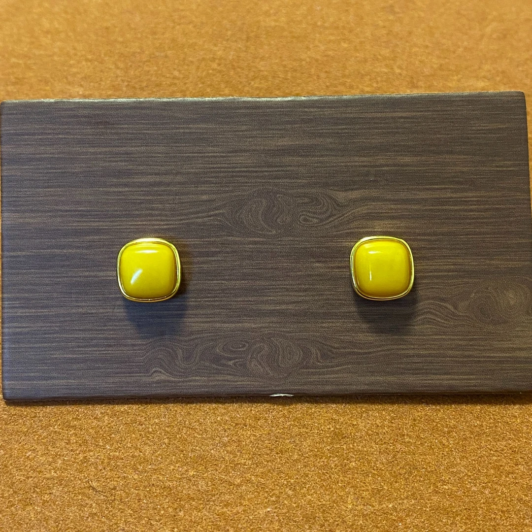 925银耳饰 H305拉萨发货纯银小众镀金耳钉方形简单百搭气质耳环