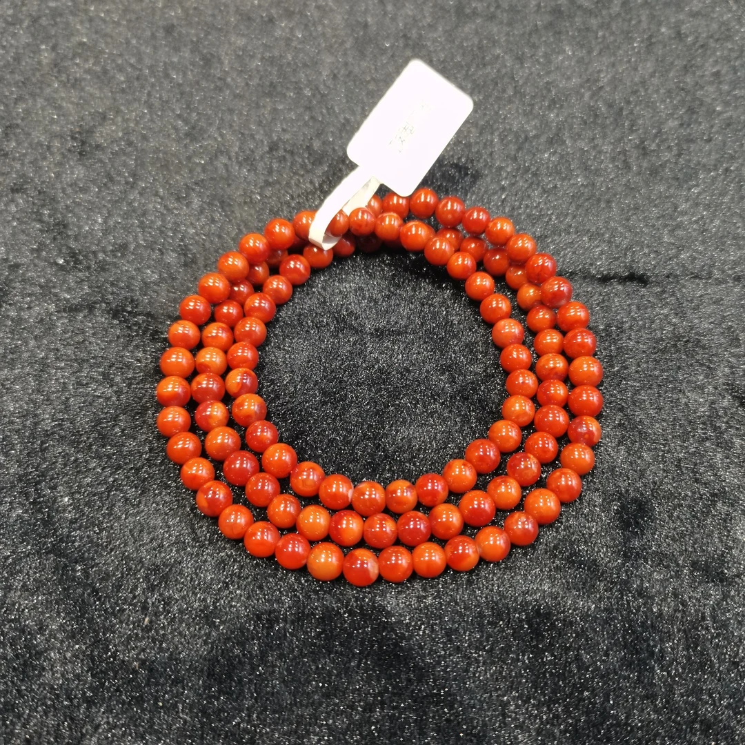 川料南红玛瑙九口料火焰纹女士单圈时尚微瑕5m多样性南红珠三类