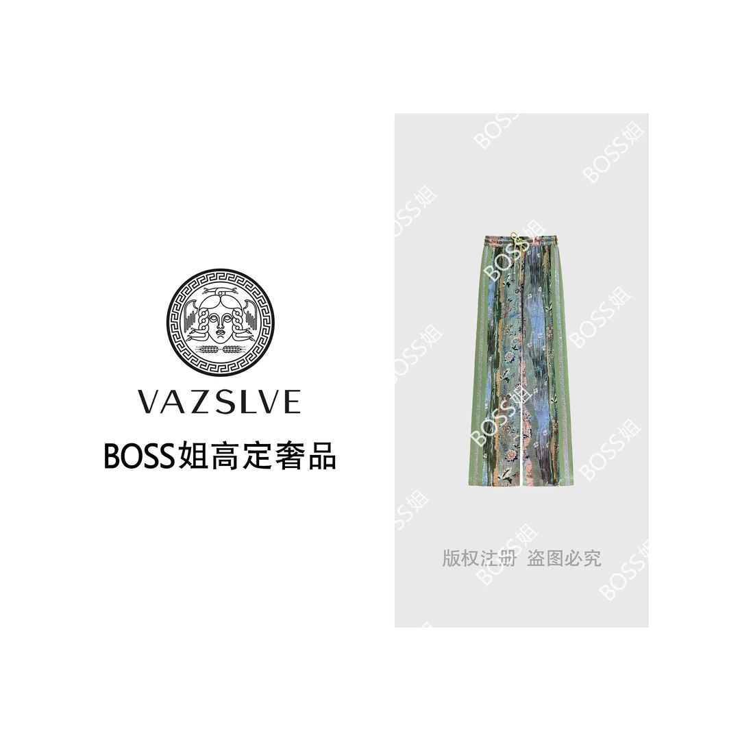 【VAZSLVE/原创设计】设计师款女装轻奢透气绿色裤子#7755