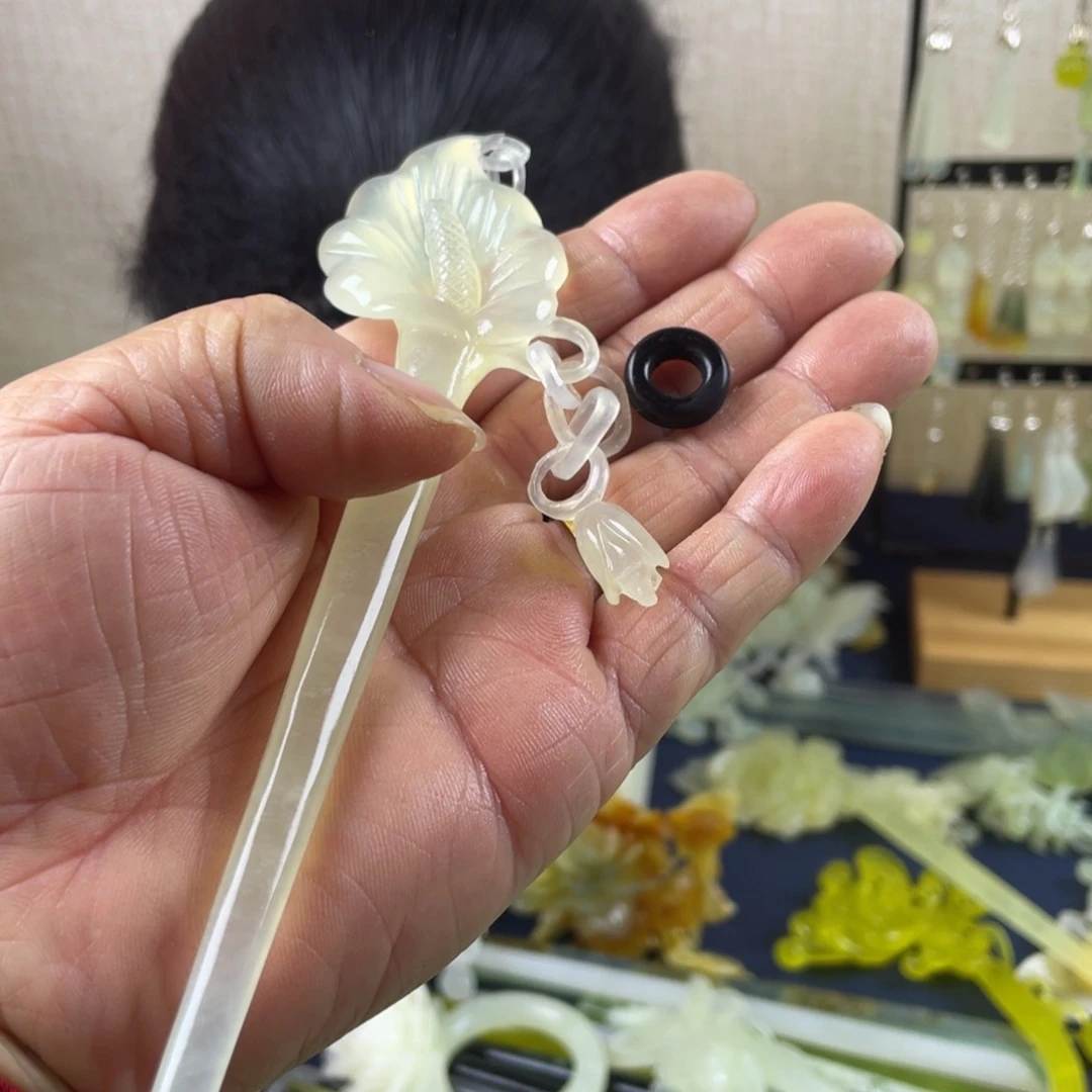 杀***眼蛇纹石玉未镶嵌发饰