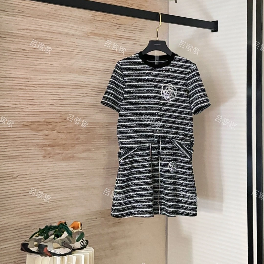 【宠粉价】 经典小香风条纹套装显瘦显高A字套装裙子真两件JC-A3670