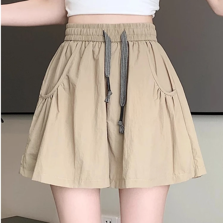 微胖MM大码300斤女夏季新款宽松高腰抽绳显瘦百搭休闲简约阔腿裤2