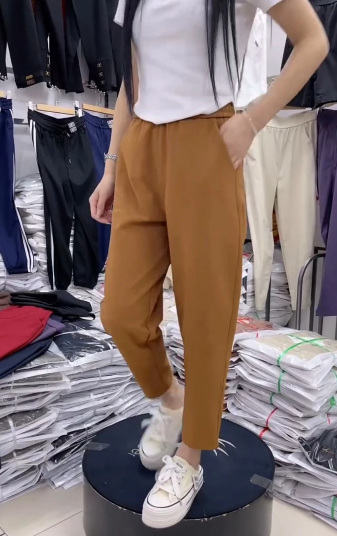 2472夏季速干裤小米格弹力哈伦裤八分裤裤长86左右