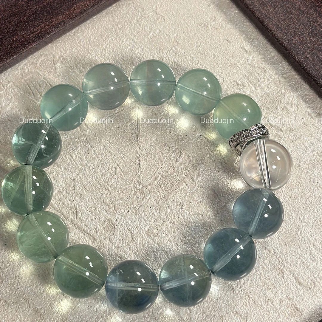拍3件【碧水间】绿萤石天然水晶手串手链拍一件默认发一半珠子