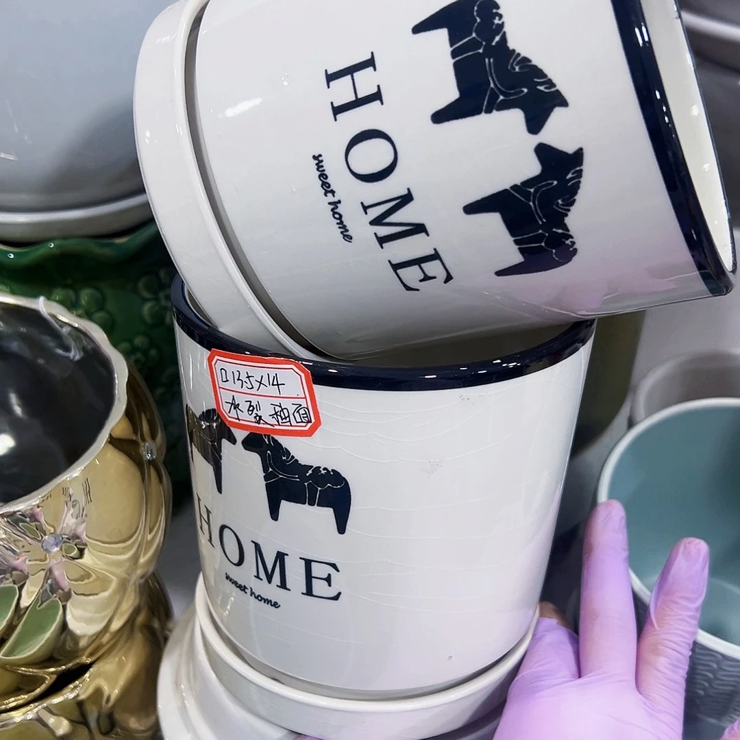 有孔外贸尾单陶瓷花盆凑单10米包邮