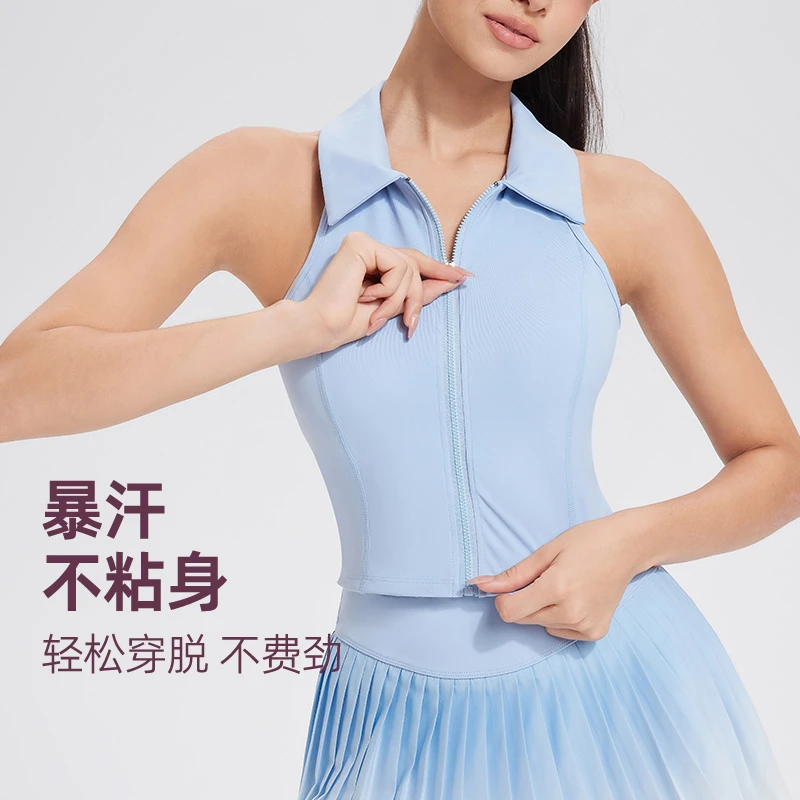 polo背心（固定罩杯）性感透气速干无袖大方外穿马拉松运动欧美休闲