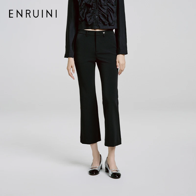 恩瑞妮2025款夏休闲长裤直筒高腰女士上班百搭显瘦时尚ESCK1B551
