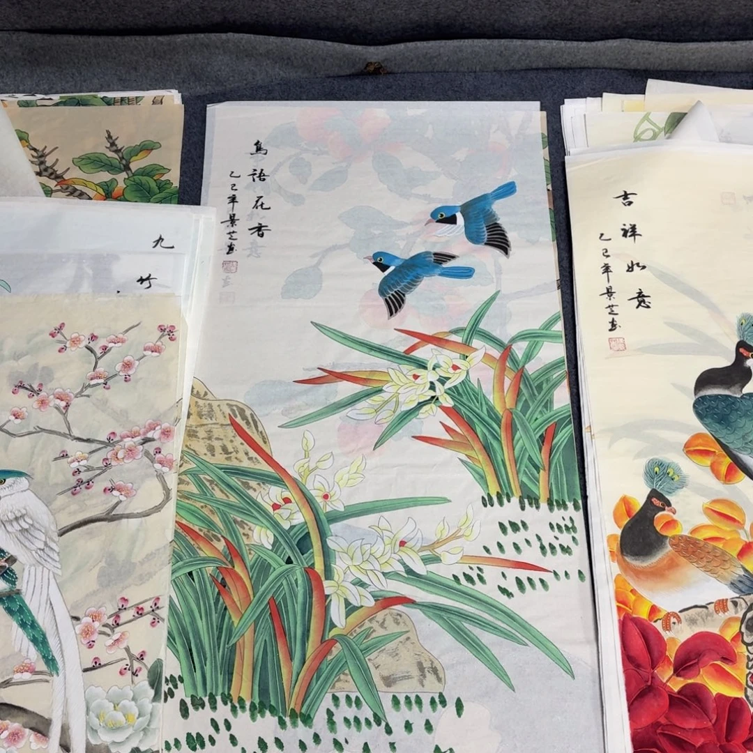 国画100×50工笔画画画画