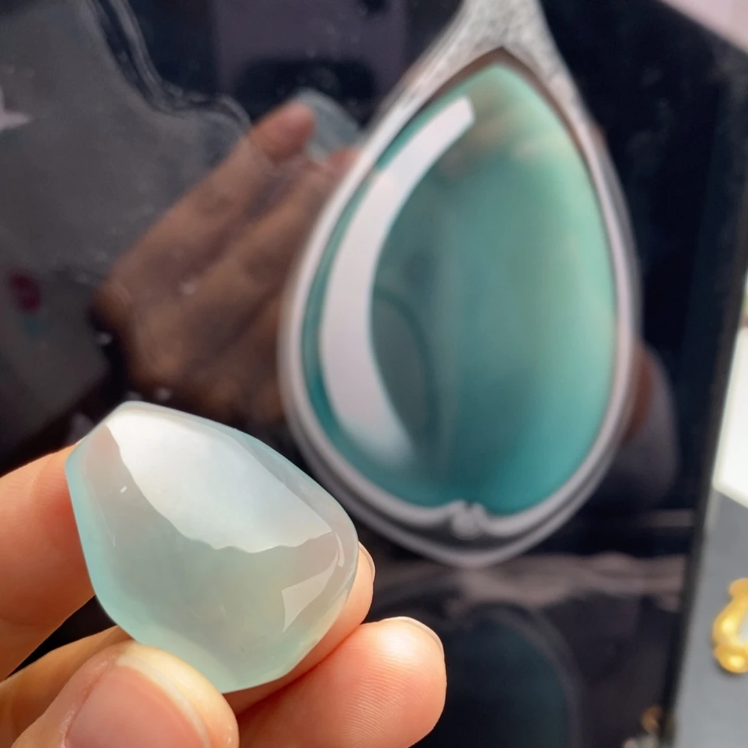 定制翡翠未镶嵌  极简镶嵌 冰蓝胶