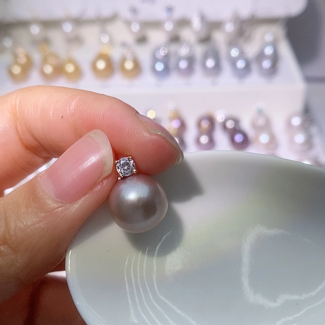 淡水珍珠吊坠(赠链)银S925镶嵌尺寸11/12毫米