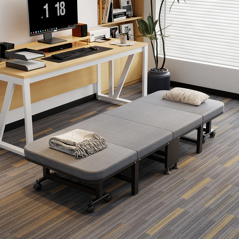 单人折叠床躺椅午睡午休神器办公室简易行军床两用客人临时保姆床