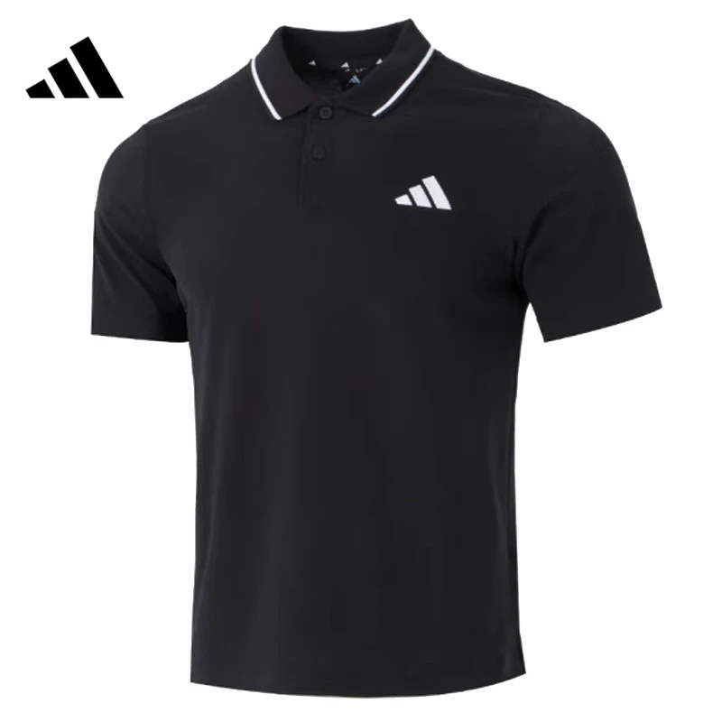 adidas阿迪达斯男子M SL PQ PS运动休闲时尚针织有领短T恤JE9023