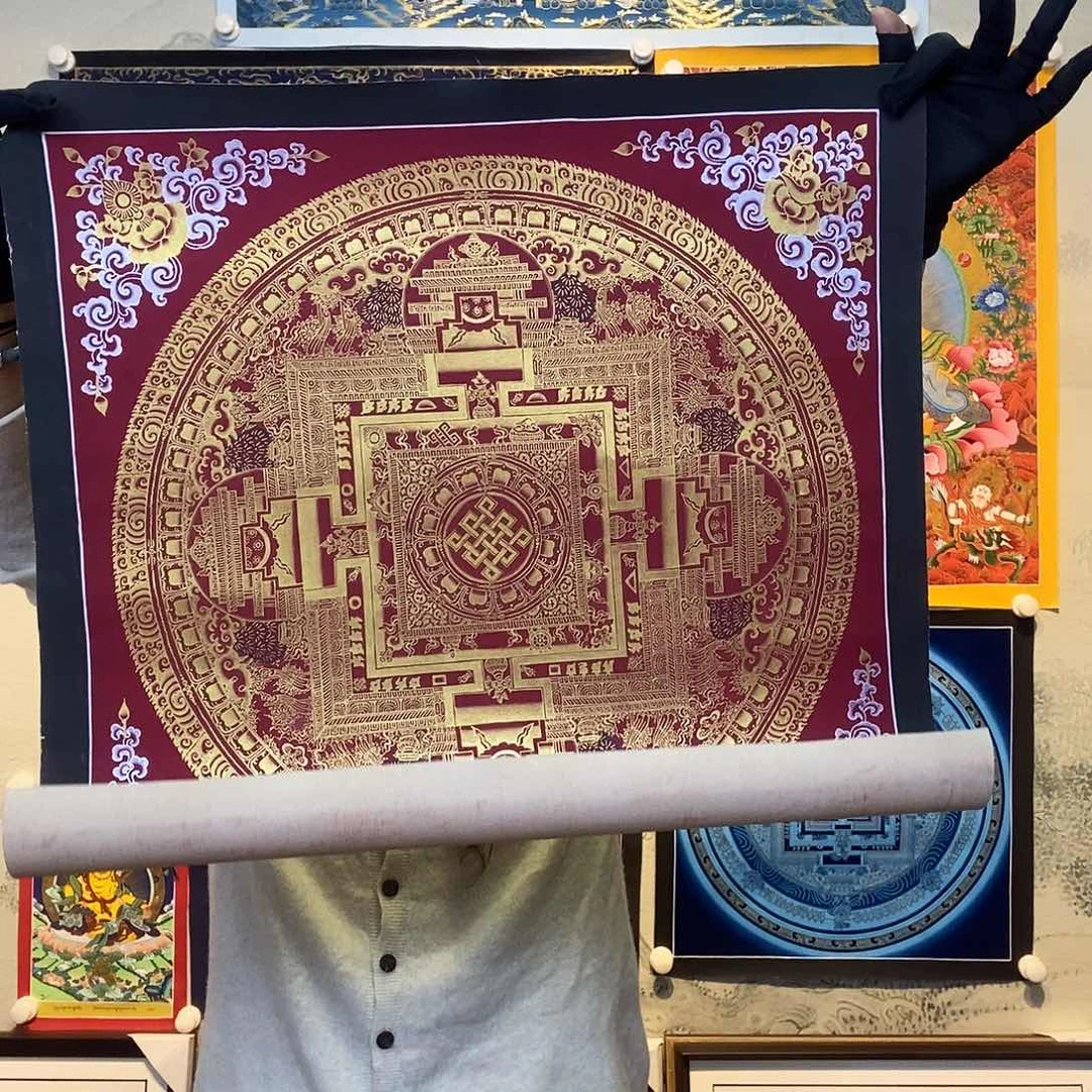 卷轴画纯手绘坛城唐卡50厘米左右