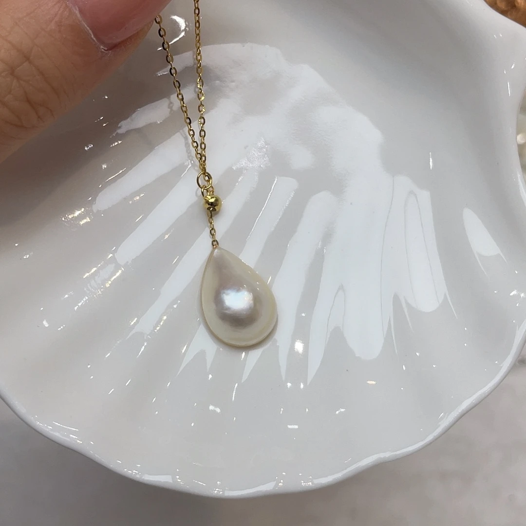 颈饰银S925镶嵌拼合珍珠（马贝珠）