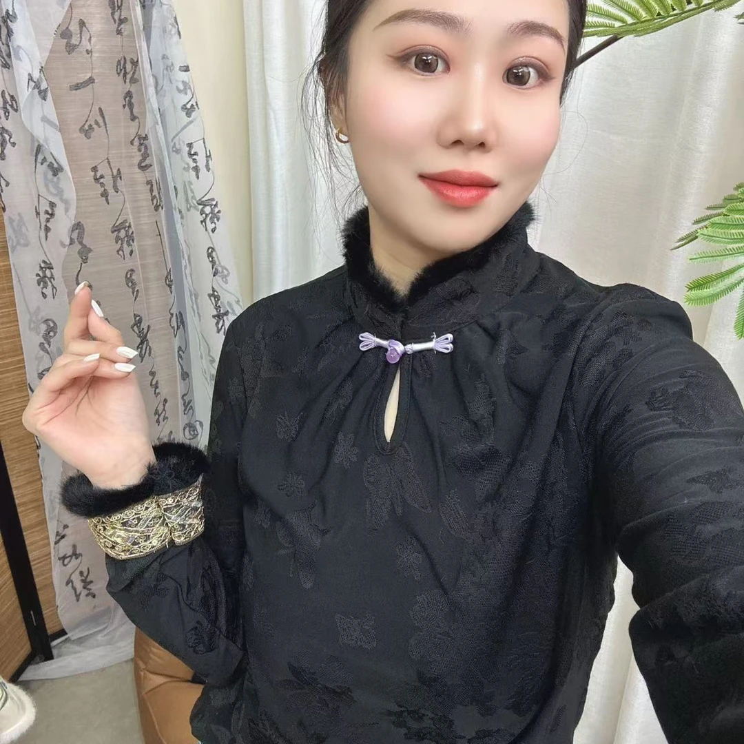 【澜公子6823】毛边打底*冬季新款气质百搭新中式国风上衣