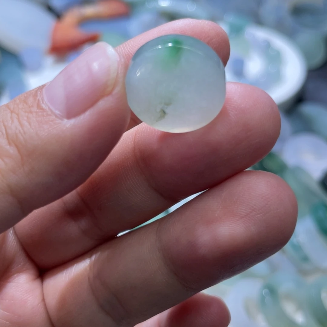 定制翡翠未镶嵌天然翡翠冰绿平安扣