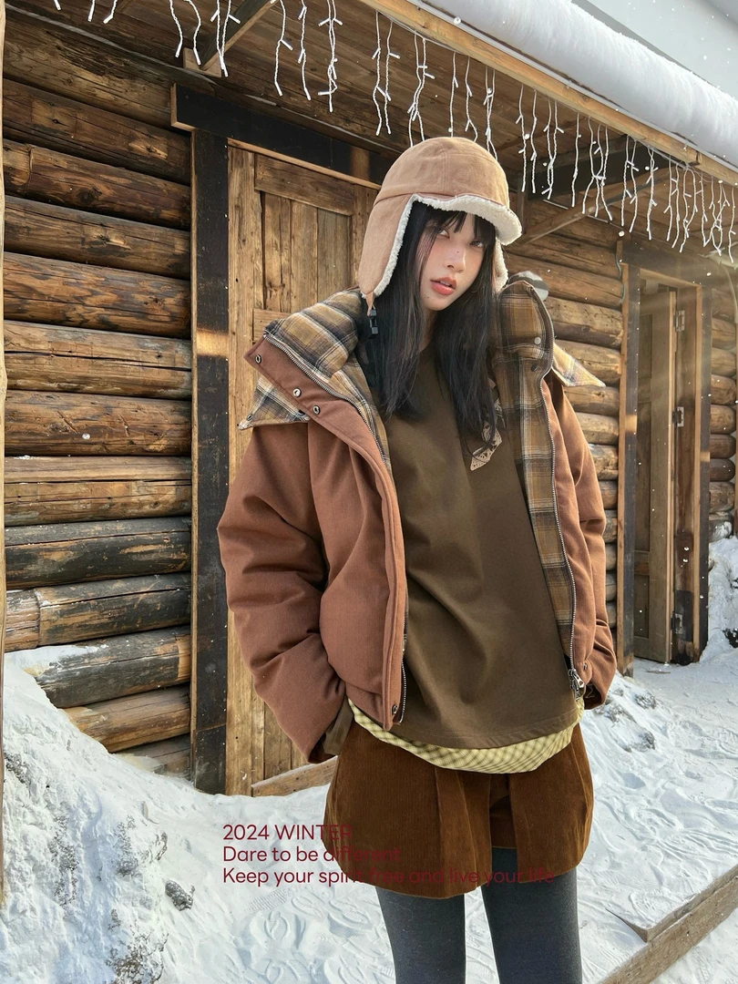 深圳出品TTONE翻领短款女长袖加厚百搭情侣宽松连帽韩版秋冬休闲