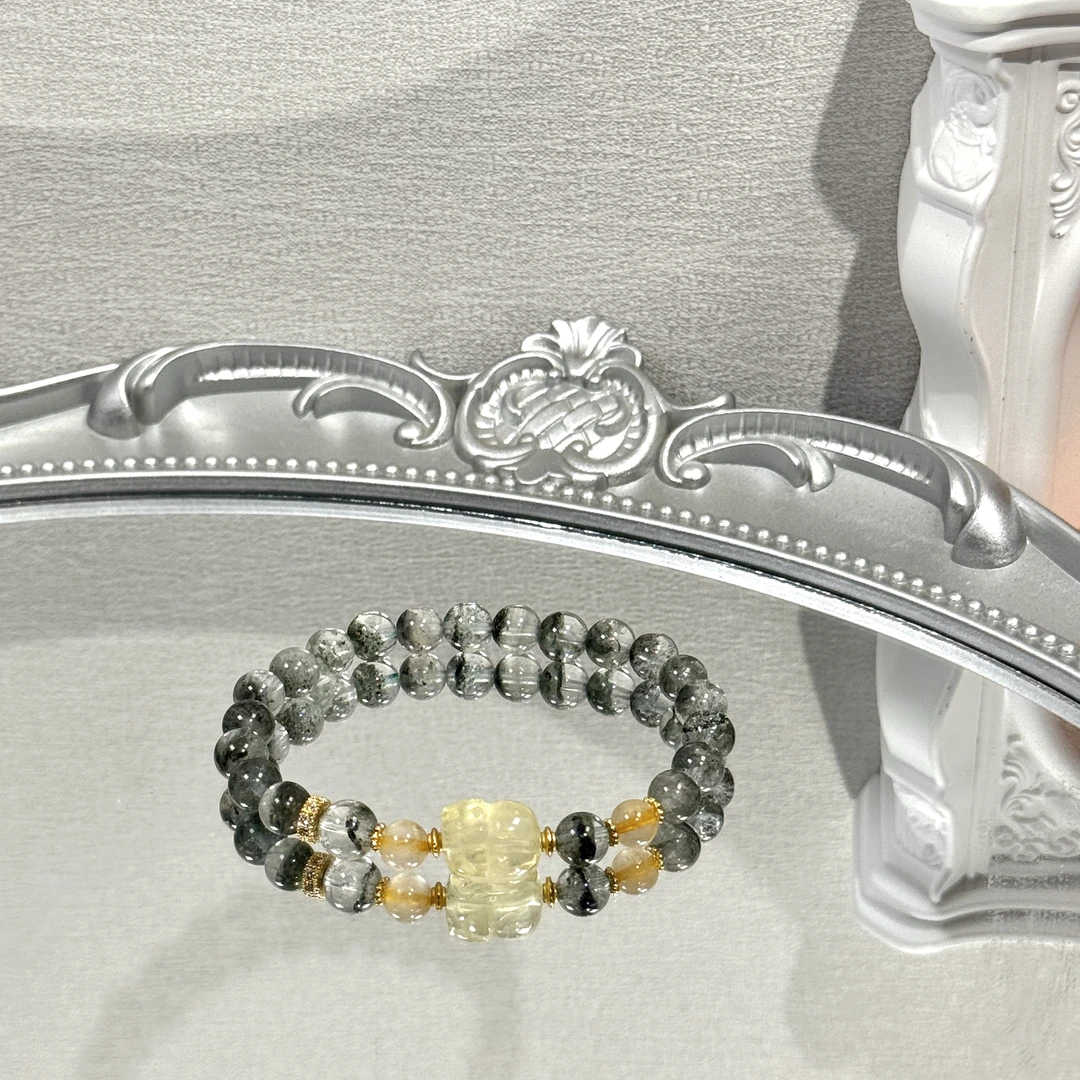 《暮光森林》绿幽灵黄水晶手串