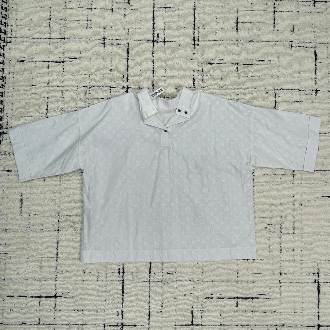99新 LouisVuitton/路易威登 白色链条满印短袖衬衫 38码 1675
