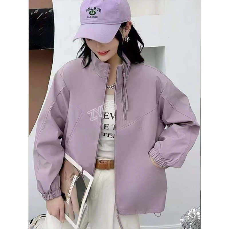 2025年春季新款立领双拉链女韩版百搭时尚休闲夹克上衣