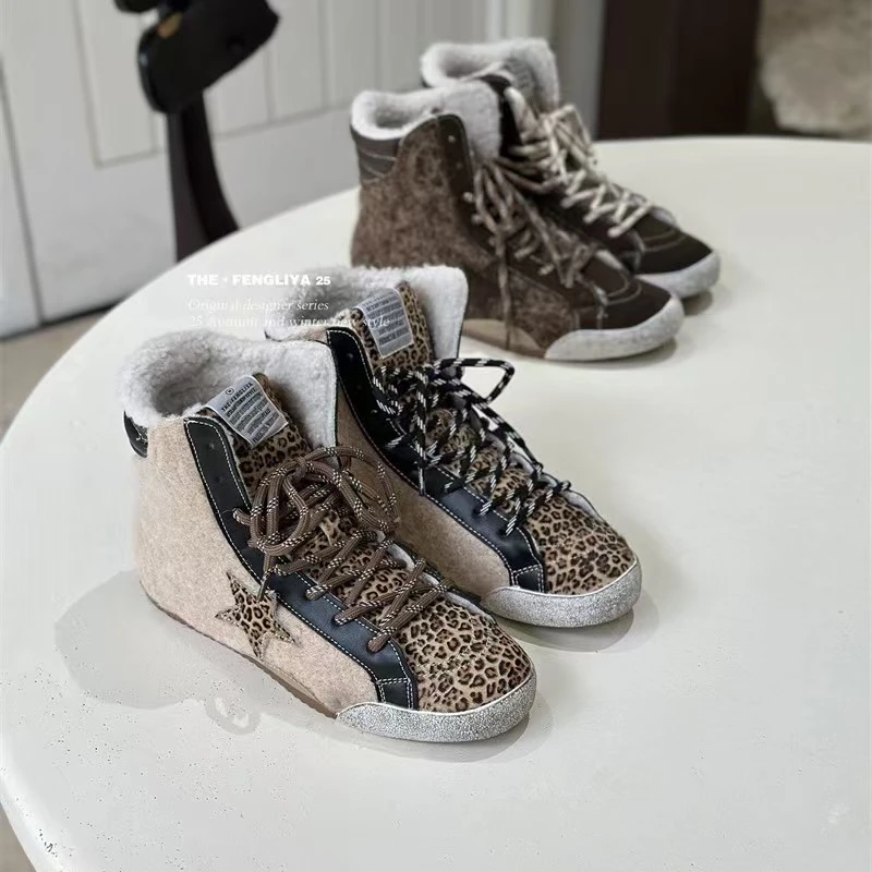 新款惠高帮加绒复古潮流舒适百搭休闲轻便2026春星星鞋女休闲鞋