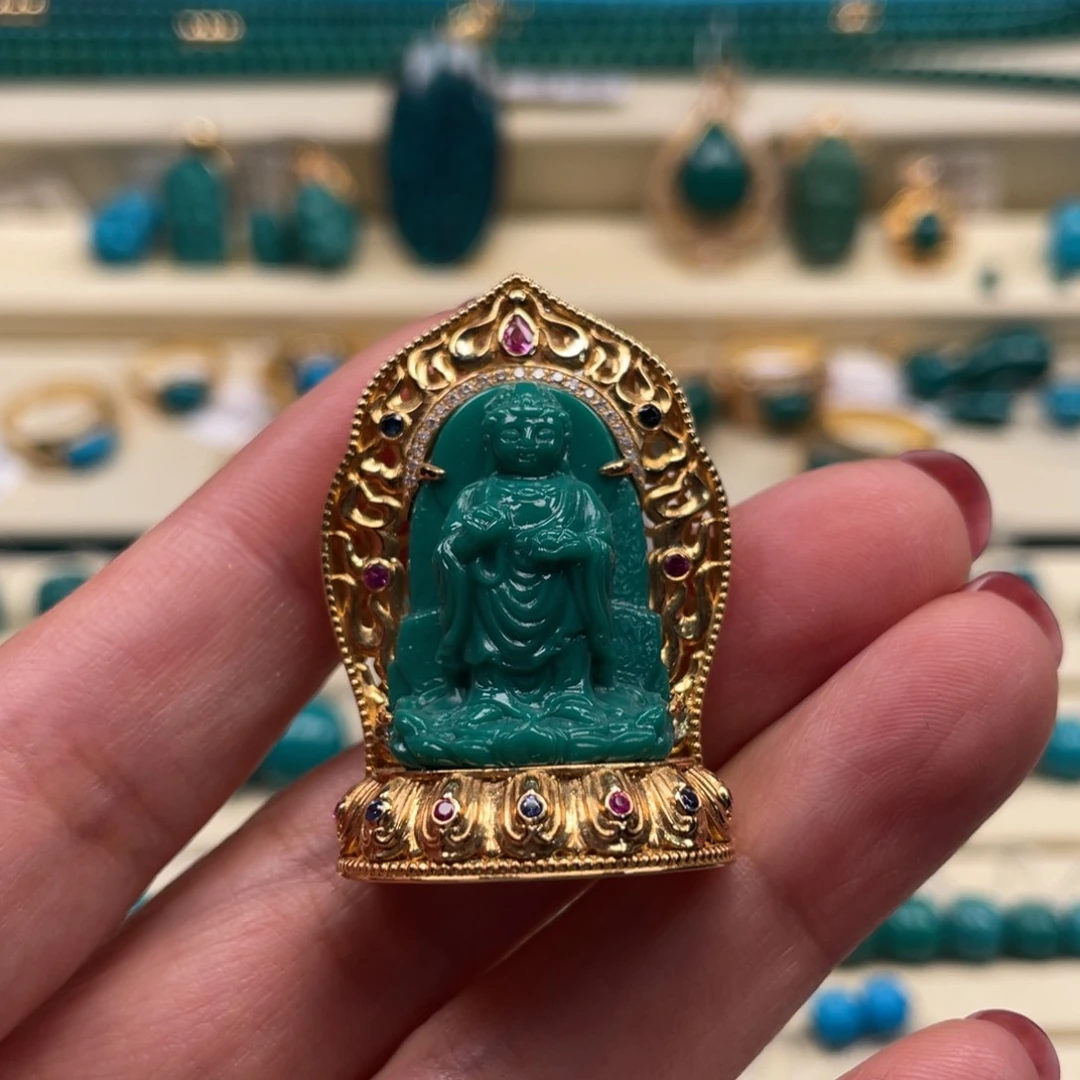 18K金镶嵌绿松石珠宝奇石