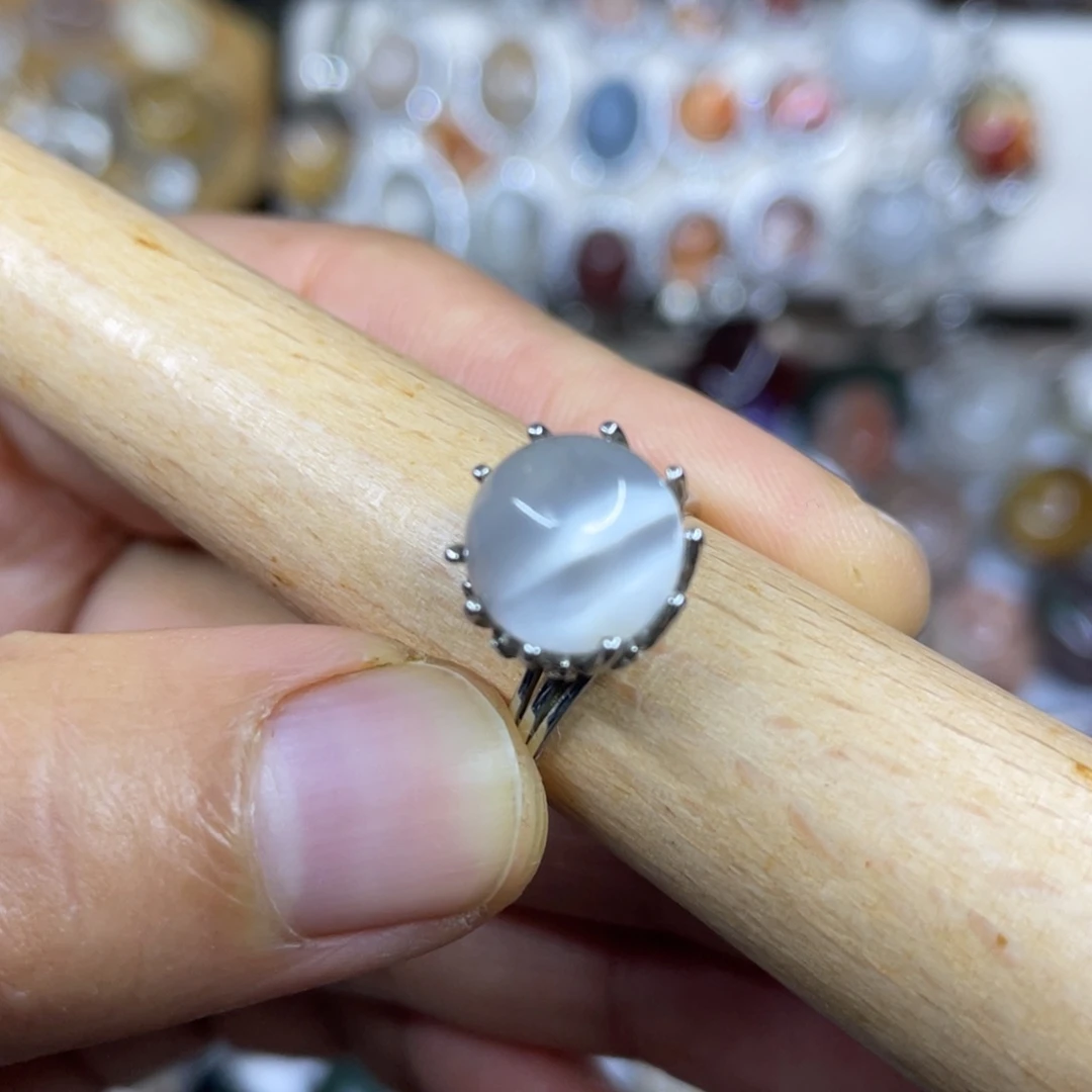 【闪购商品】银S925镶嵌珠宝半成品水晶戒指