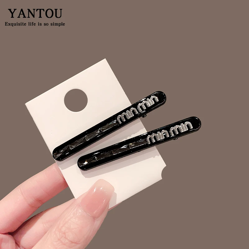 气质简约撞色字母八字发夹女刘海侧边前额碎发发卡头饰一字鸭嘴夹