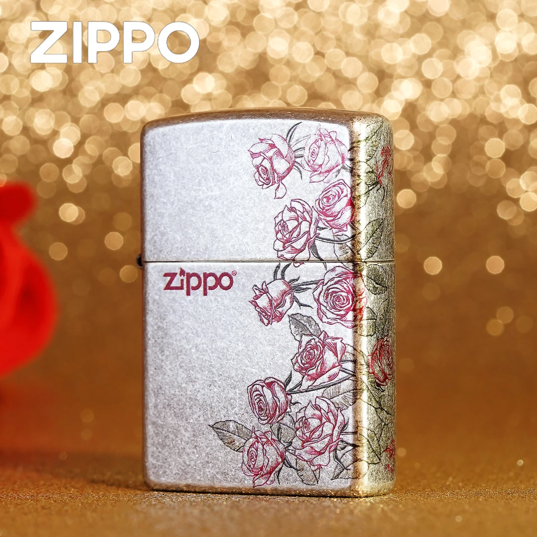 zippo打火机正品/热恋玫瑰-古银常规彩印DYJ1