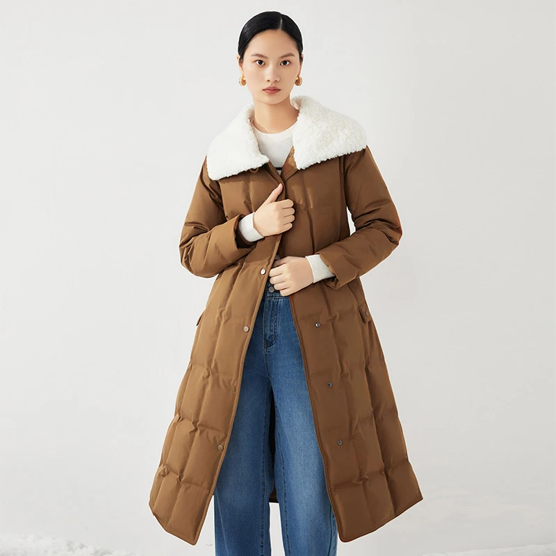 【晨粉专享价】NEXY.CO/奈蔻羽绒外套收腰中长款翻领防风XR00521D5