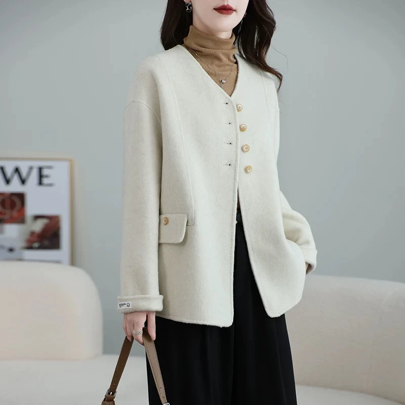 88双面毛呢外套女短款秋冬新款高支呢子大衣