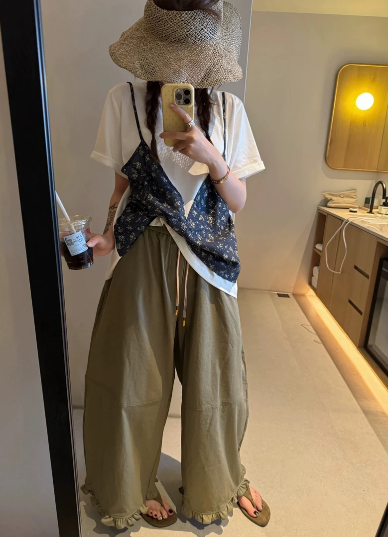 9912木耳边9分裤