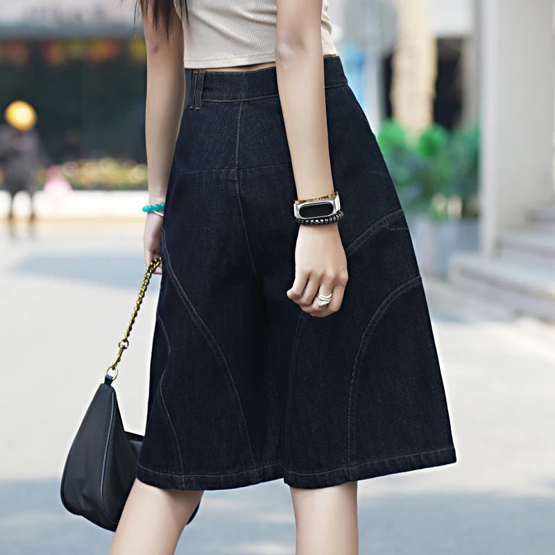 五分牛仔短裤女款夏天爆款2025新款高腰直筒阔腿裤薄款外穿小个子