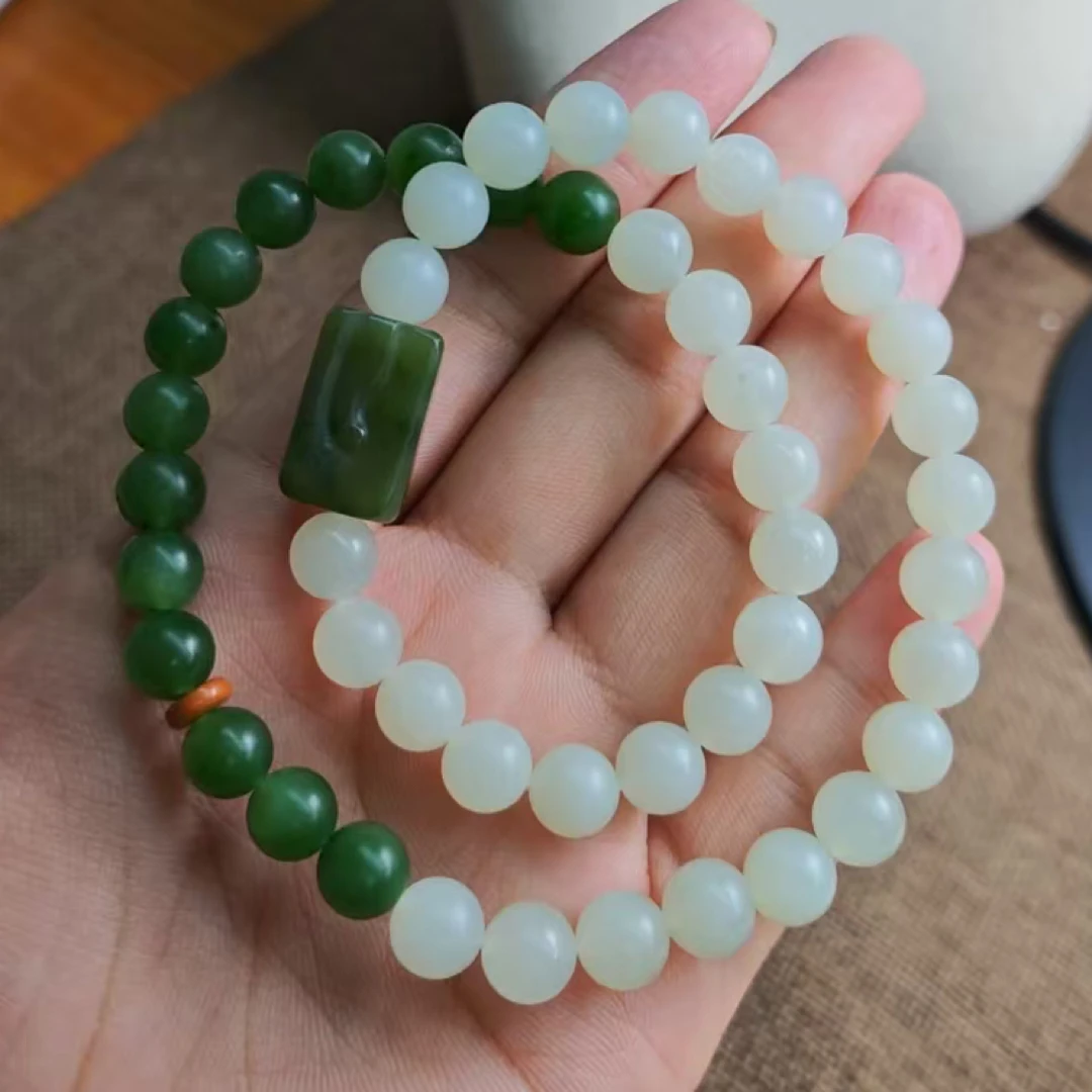 新疆和田玉双拼色手串