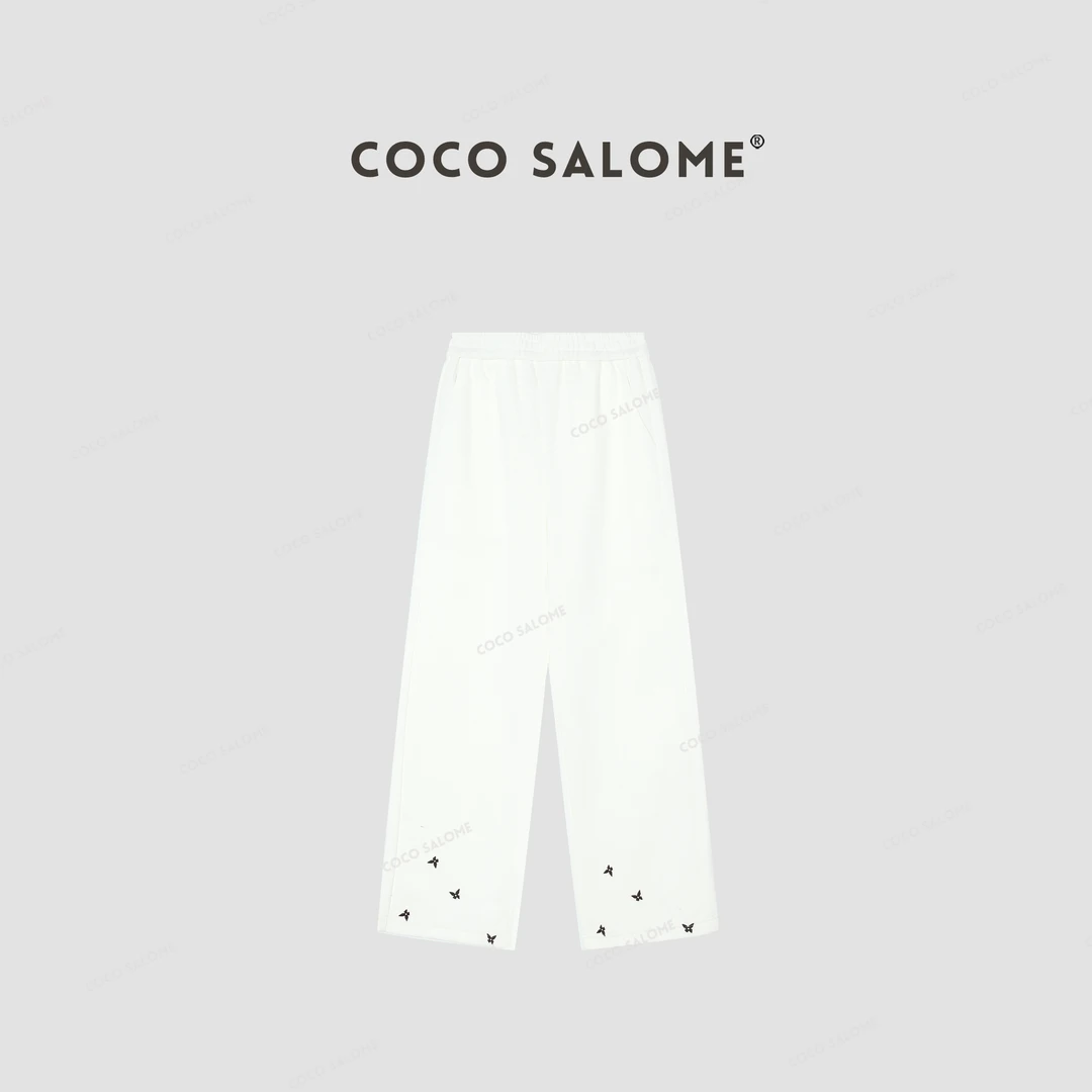 COCO SALOME｜韩彬彬"星印卫裤"刺绣直筒百搭松紧腰显瘦休闲裤368Y