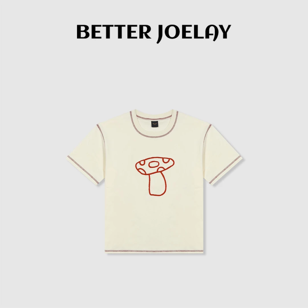 BETTER JOELAY-中版【线条蘑菇】百搭简约可爱T恤短袖休闲风KH1398