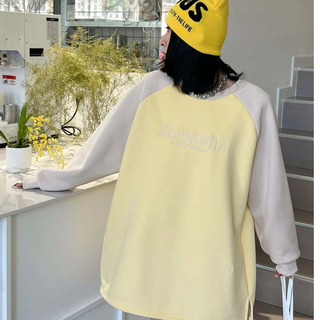 樱桃-大码插肩拼色加绒卫衣mountain